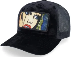 Crying Girl Pop Art Velvet Black A-Frame Trucker - Calza Pennello