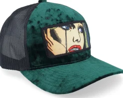 Crying Girl Pop Art Velvet Navy/Black A-Frame Trucker - Calza Pennello