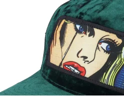 Crying Girl Pop Art Velvet Navy/Black A-Frame Trucker - Calza Pennello