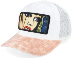 Crying Girl Pop Art Velvet White/Peah/Ivory A-Frame Trucker - Calza Pennello