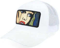 Crying Girl Pop Art Velvet White/Peah/Ivory A-Frame Trucker - Calza Pennello
