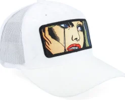 Crying Girl Pop Art Velvet White A-Frame Trucker - Calza Pennello