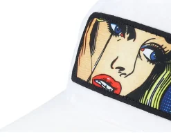 Crying Girl Pop Art Velvet White A-Frame Trucker - Calza Pennello