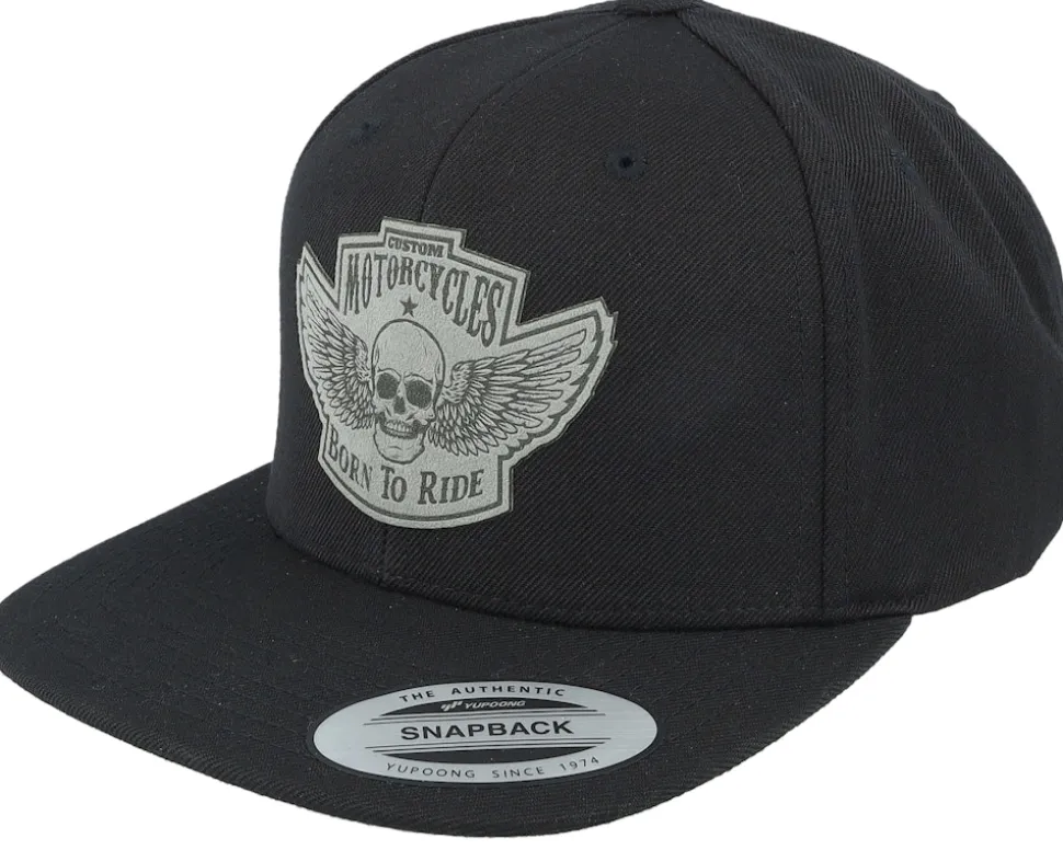 Custom Motorcycles Grey Patch Black Snapback - Born To Ride