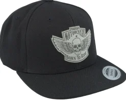 Custom Motorcycles Grey Patch Black Snapback - Born To Ride