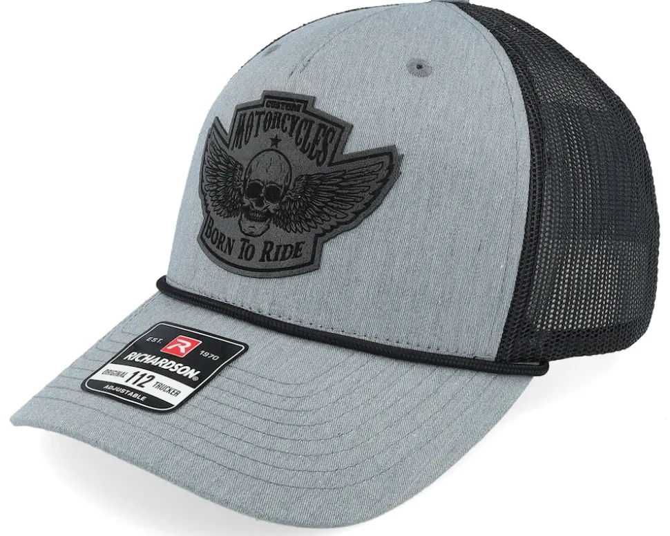 Custom Motorcycles Patch Heather Grey/Black Rope - Born To Ride