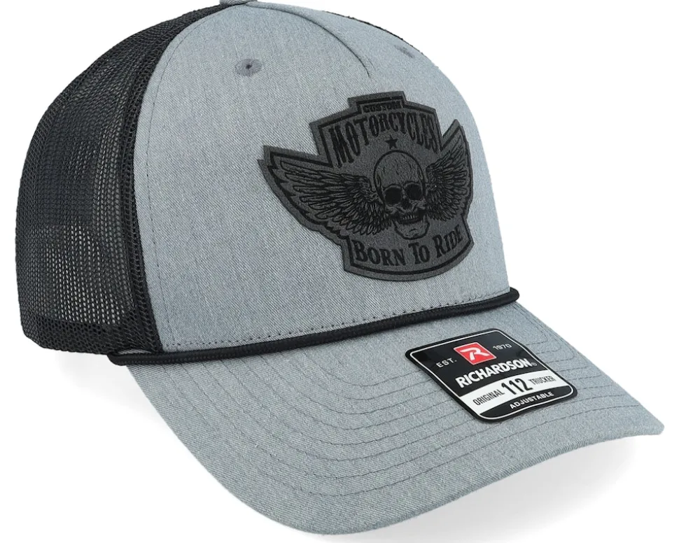 Custom Motorcycles Patch Heather Grey/Black Rope - Born To Ride