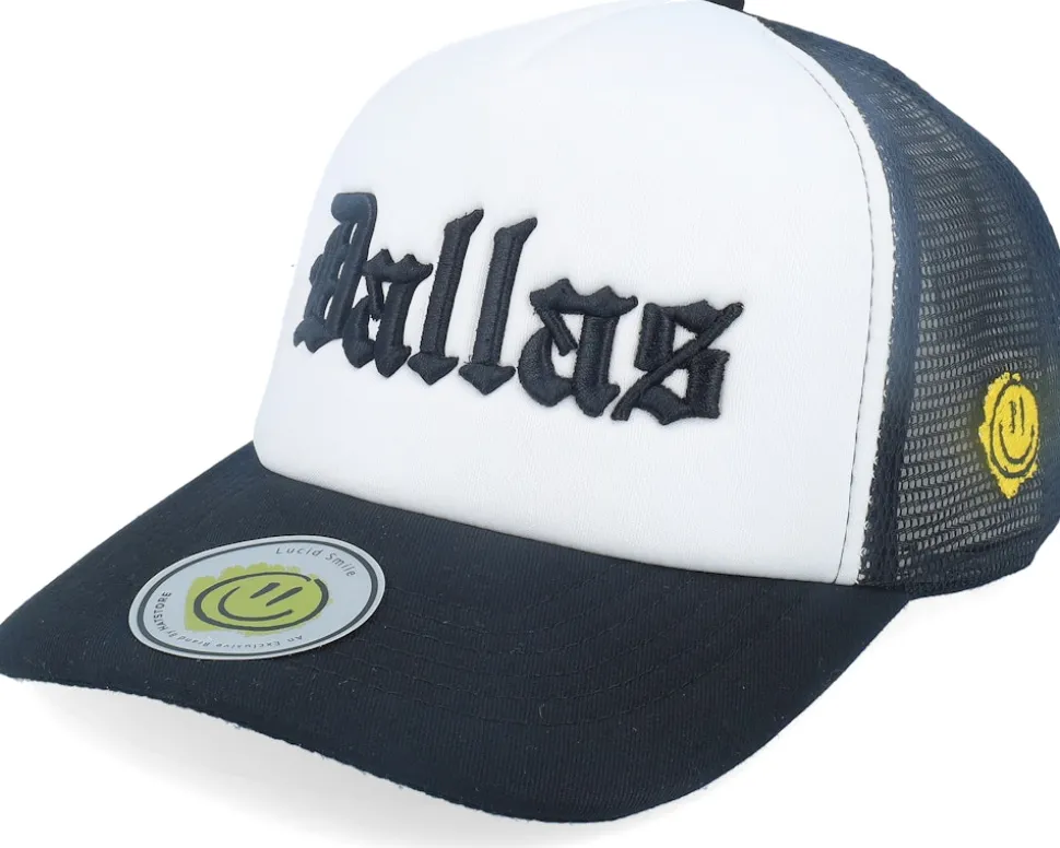 3d Dallas Old Script Foam White/Black Trucker - Lucid Smile