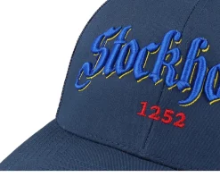 3d Stockholm Blue Script Navy Trucker - Hatstore