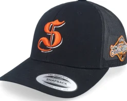3d Stockholm Orange Letter Script Black Trucker - Hatstore