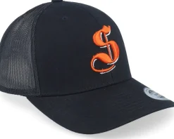 3d Stockholm Orange Letter Script Black Trucker - Hatstore