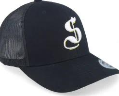 3d Stockholm White Letter Black Trucker - Hatstore