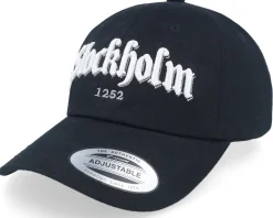 3d Stockholm White Script Black Dad Cap - Hatstore