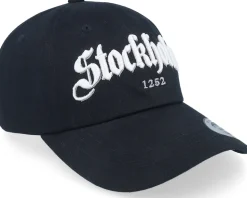 3d Stockholm White Script Black Dad Cap - Hatstore