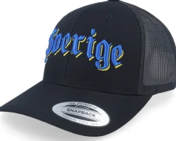 3d Sverige Blue Script Black Trucker - Hatstore