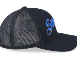 3d Sverige Blue Script Black Trucker - Hatstore