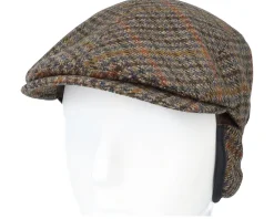 Daffy 3 El Virgin Wool/Cashmere Green Check Flat Cap - MJM Hats