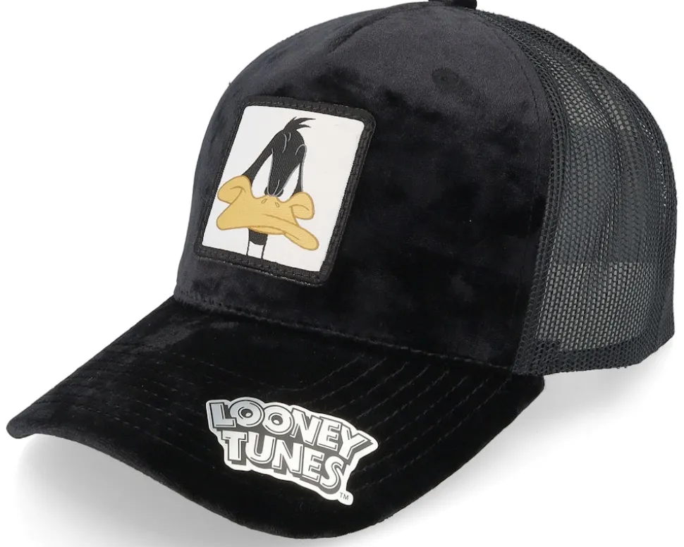 Daffy Duck Face Black Velvet Trucker - Looney Tunes