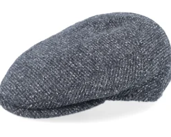 Dark Gray Textured Flat Cap - Borsalino