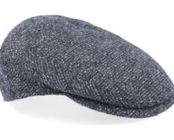 Dark Gray Textured Flat Cap - Borsalino