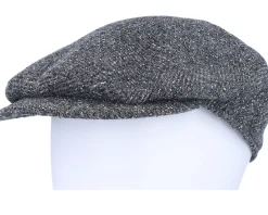 Dark Gray Textured Flat Cap - Borsalino