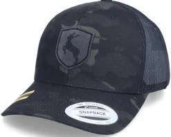 Deer Emblem Patch Multicam Black Camo Trucker - Hunter