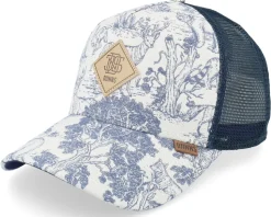 Deer Pattern White/Navy A-Frame Trucker - Djinns