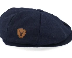 Deer Shield Patch Navy Bakerboy Flat Cap - Jack Anchor