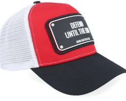 Defend Until The End Rubber Red/Black/White A-Frame Trucker - John Hatter & Co
