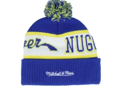 Denver Nuggets Block Sweep Knit Hwc Blue Pom - Mitchell & Ness