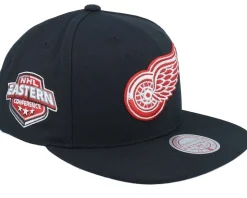 Detroit Red Wings Conference Patch Black Snapback - Mitchell & Ness