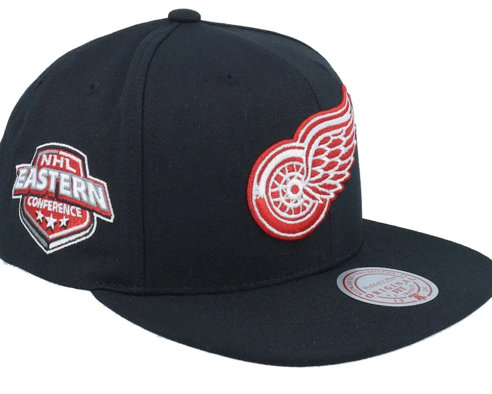 Detroit Red Wings Conference Patch Black Snapback - Mitchell & Ness