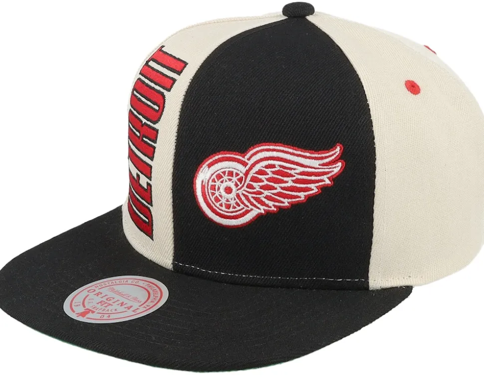 Detroit Red Wings Pop Panel Off White/Black Snapback - Mitchell & Ness