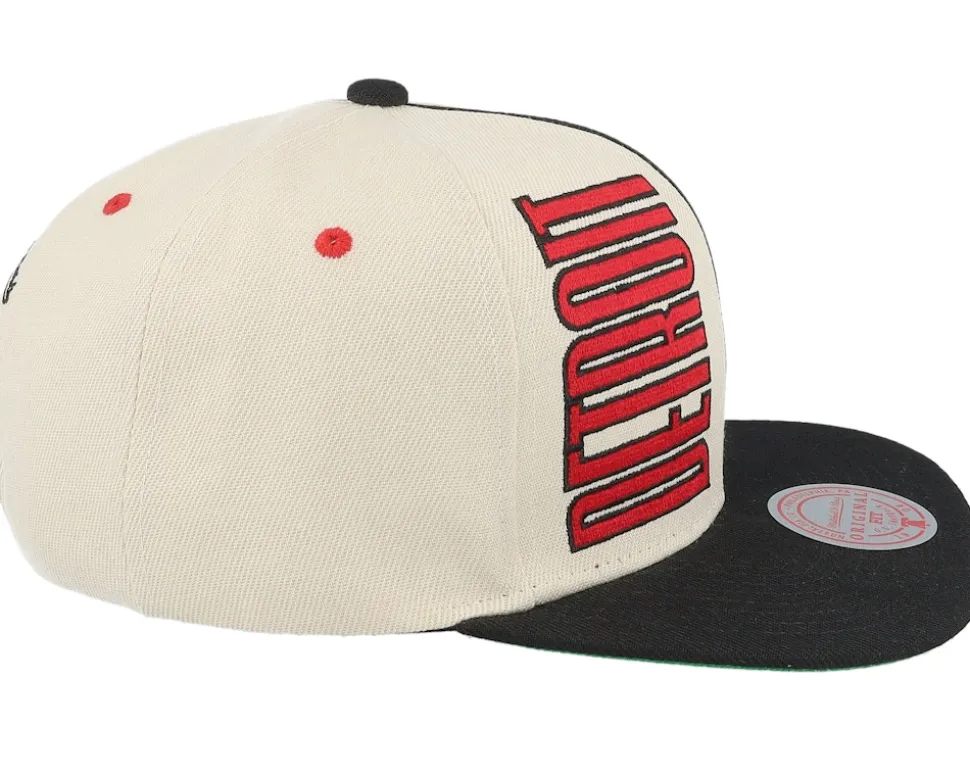 Detroit Red Wings Pop Panel Off White/Black Snapback - Mitchell & Ness