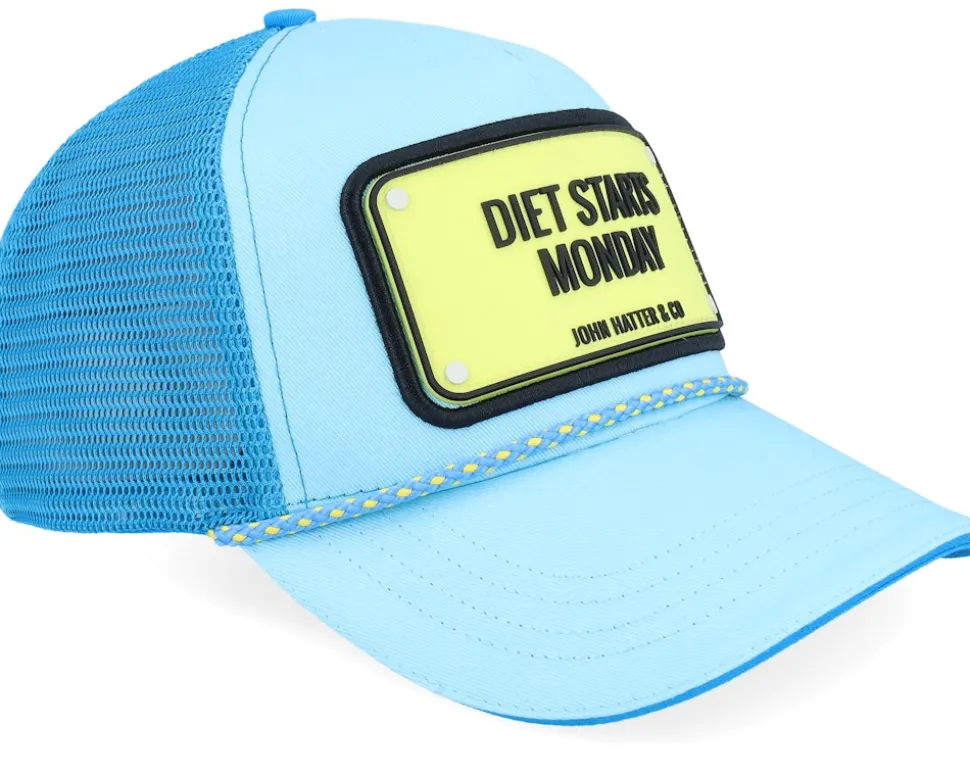 Diet Starts Monday Rubber Columbia Blue Rope A-Frame Trucker - John Hatter & Co