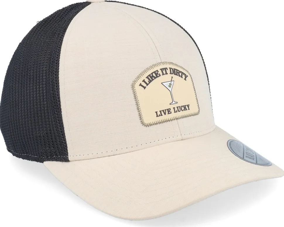 Dirty Beige/Black Mesh W Patch Trucker - Black Clover