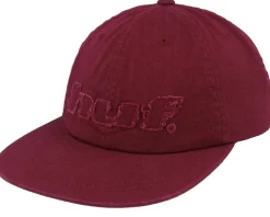 Distressed Logo 5 Panel Hat Raisn Strapback - HUF