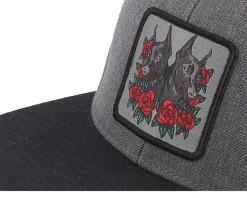 Dobermann & Roses Charcoal/Black Snapback - Iconic