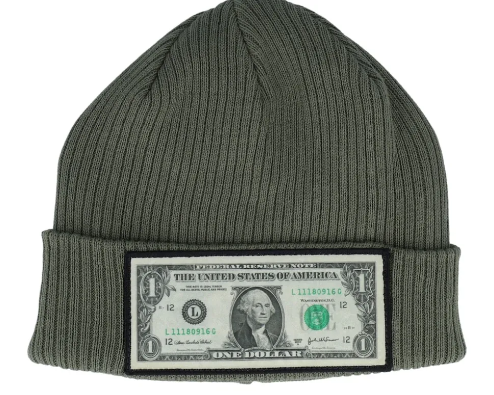 Dollar Bill Navy Beanie Organic Cotton Cuff - Calza Pennello