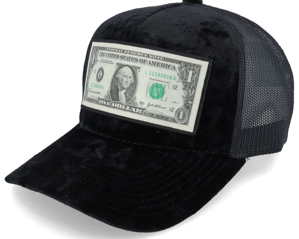 Dollar Bill Velvet Black A-frame Trucker - Calza Pennello