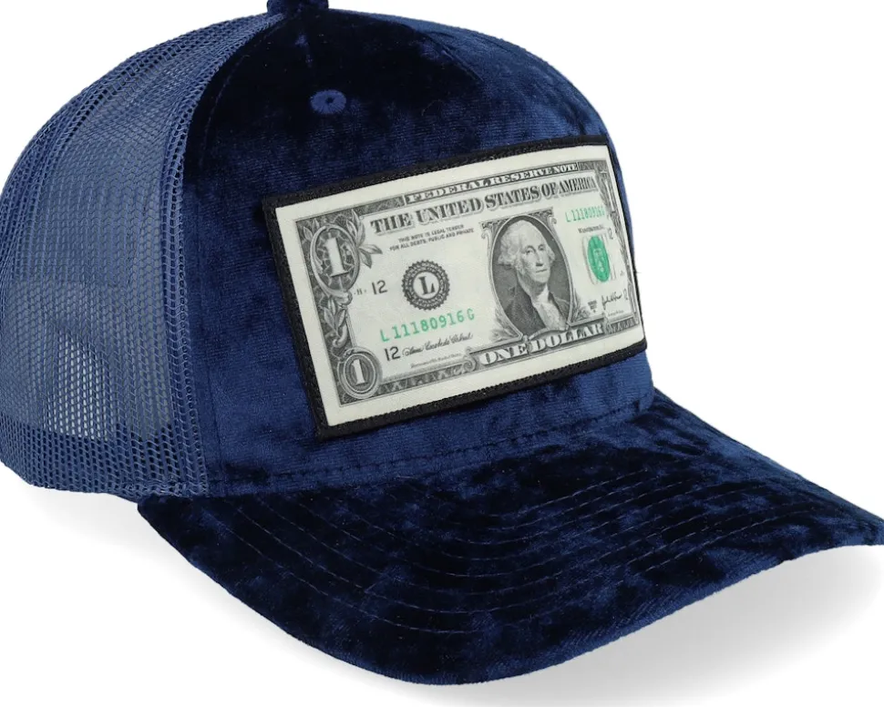 Dollar Bill Velvet Navy A-frame Trucker - Calza Pennello