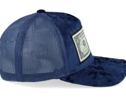 Dollar Bill Velvet Navy A-frame Trucker - Calza Pennello