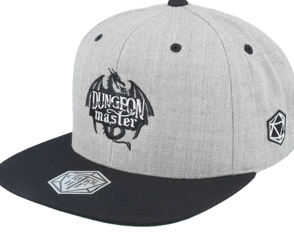 Dungeon Master Dragon Silhouette Grey/Black Snapback - Critiql Hit
