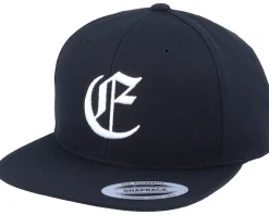 E Letter 3D Black Snapback - Iconic