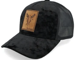 Eagle Face Engraved Patch Velvet Black Trucker - Iconic