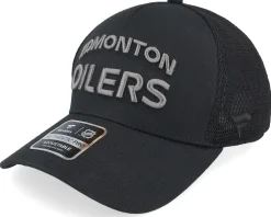 Edmonton Oilers Authentic Pro Road Black A-frame Trucker - Fanatics