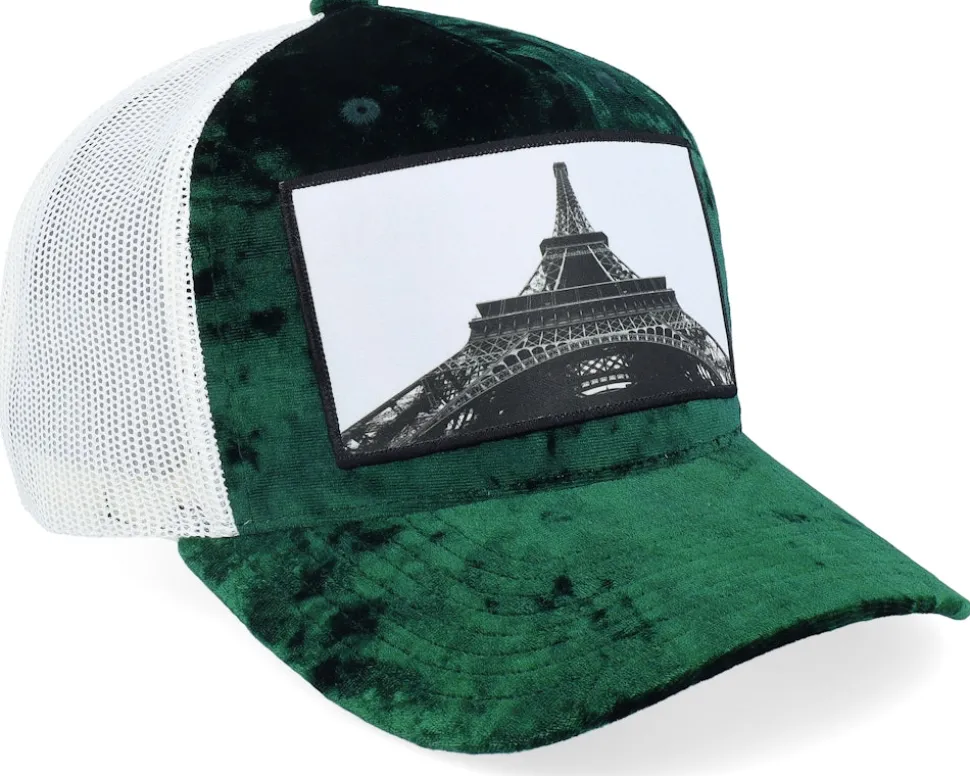 Eiffel Tower Velvet Green/Ivory A-frame Trucker - Calza Pennello