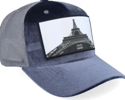Eiffel Tower Velvet Grey/Grey A-frame Trucker - Calza Pennello