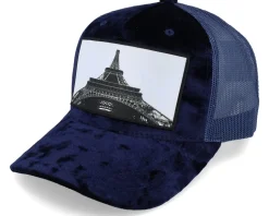 Eiffel Tower Velvet Navy A-frame Trucker - Calza Pennello