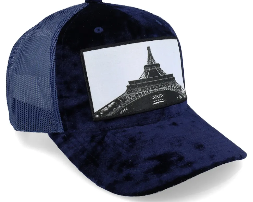 Eiffel Tower Velvet Navy A-frame Trucker - Calza Pennello